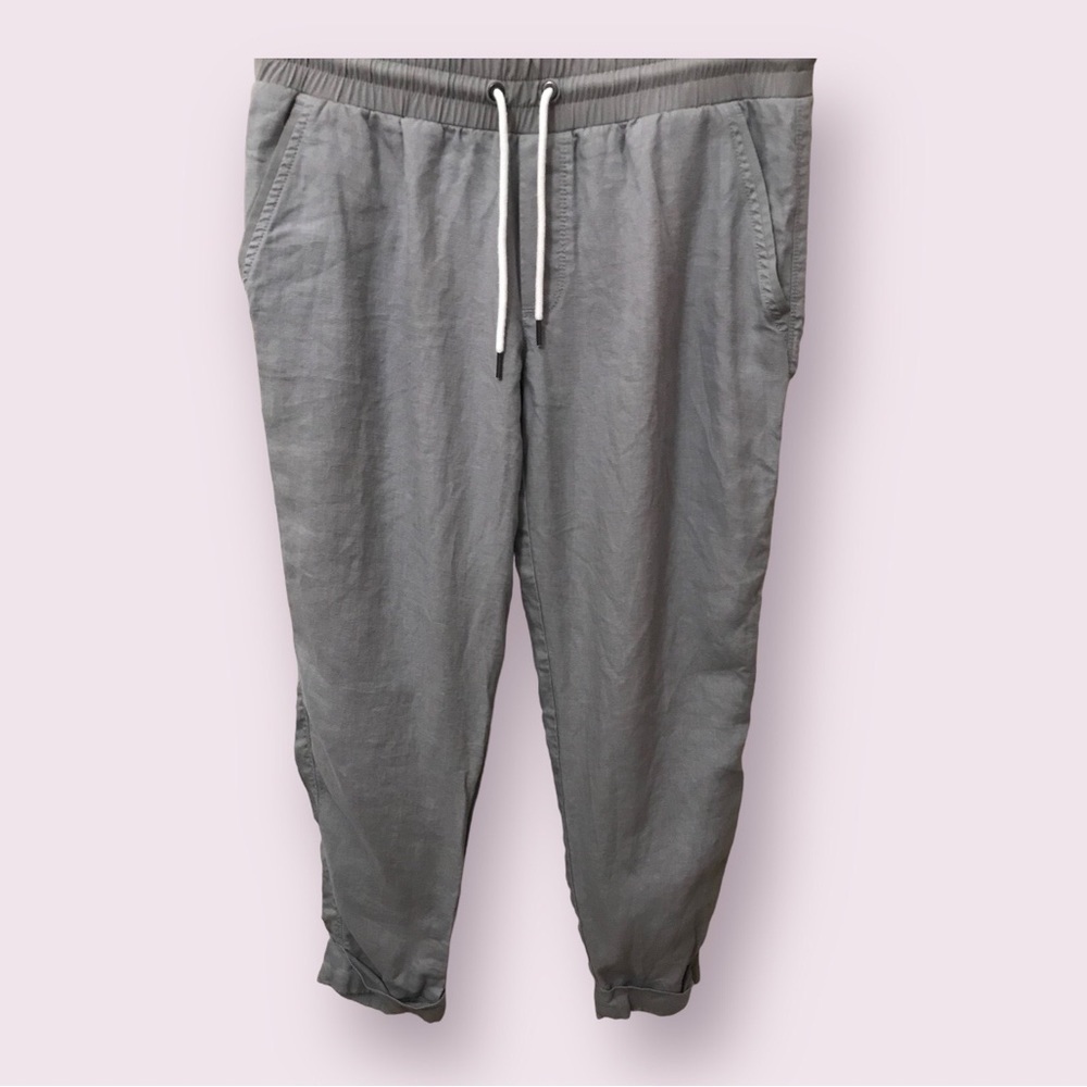 ATHLETA Womens Linen Ankle Mid Rise Pull On Lagenlook Lightweight Pants Size 8